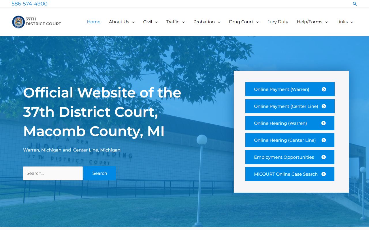 37th District Court website for Warren Michigan traffic ticket records