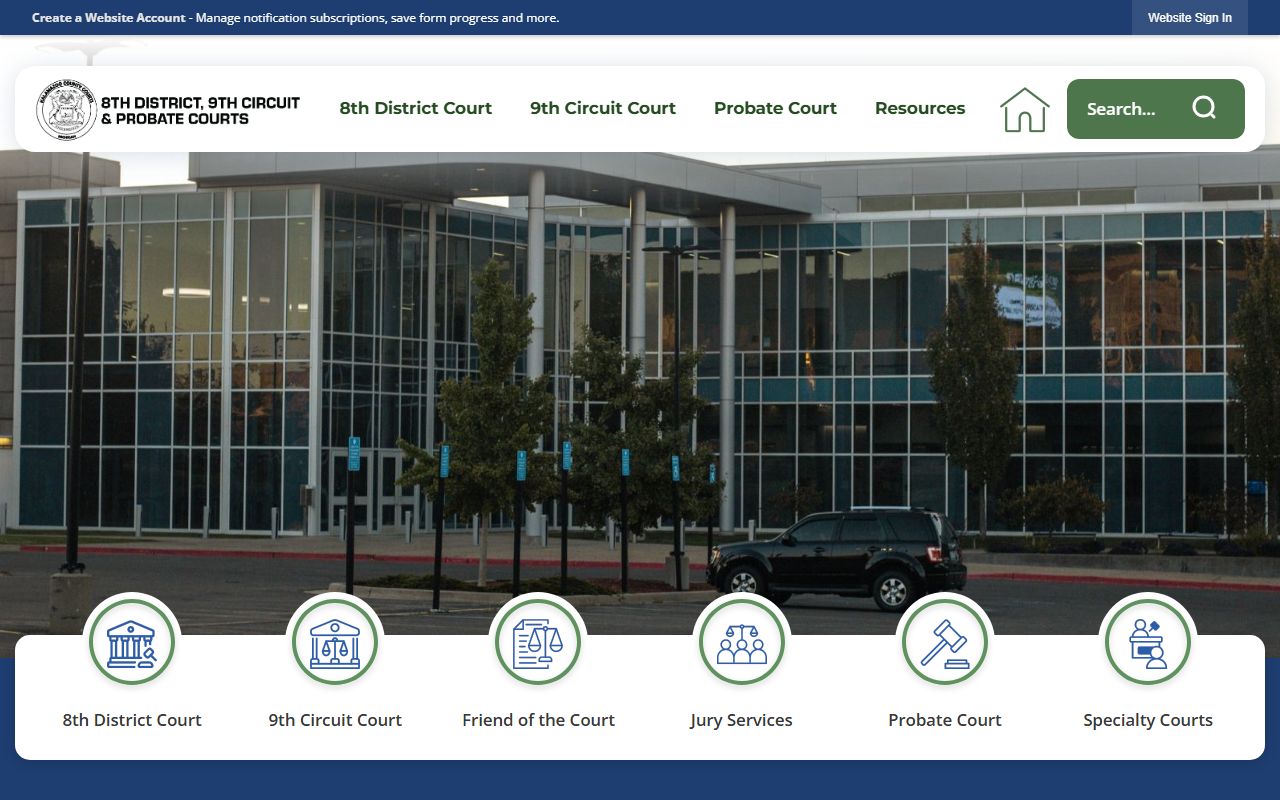 Kalamazoo County courts information page for traffic ticket records