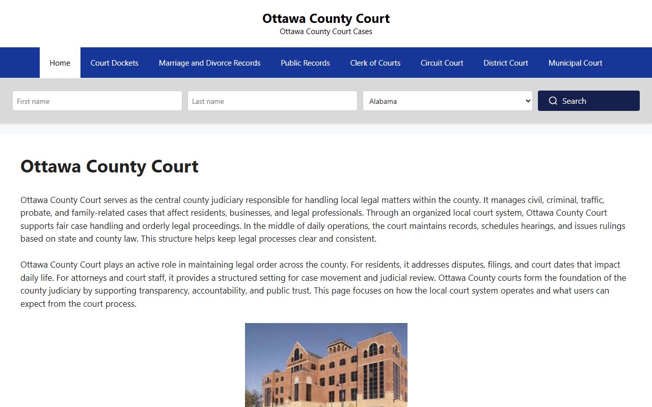 Ottawa County Courts website for traffic ticket records