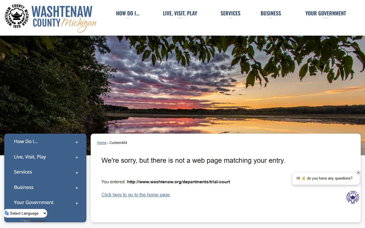 Washtenaw County Trial Court information for traffic ticket records