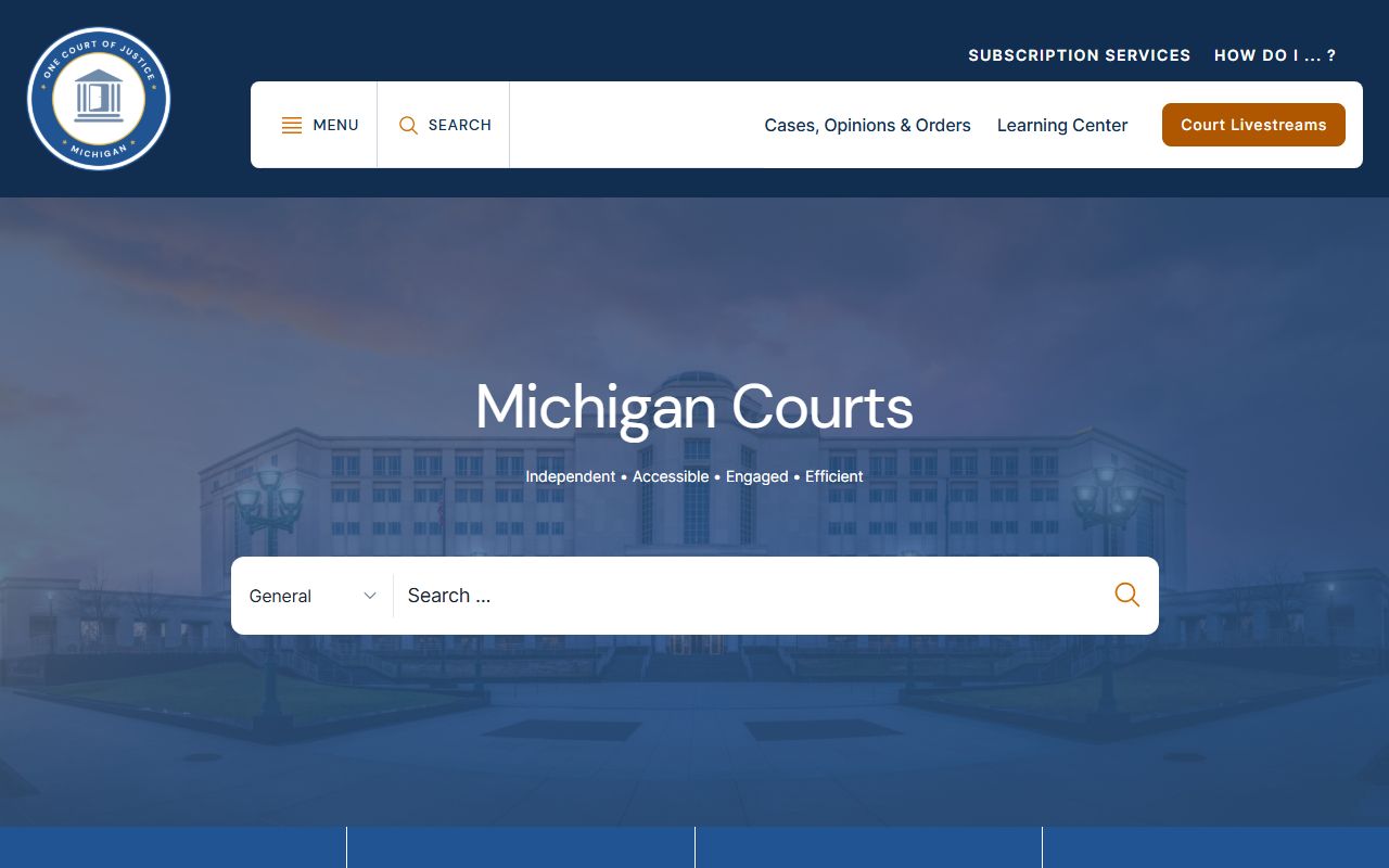 Michigan Courts official website for searching traffic ticket records statewide